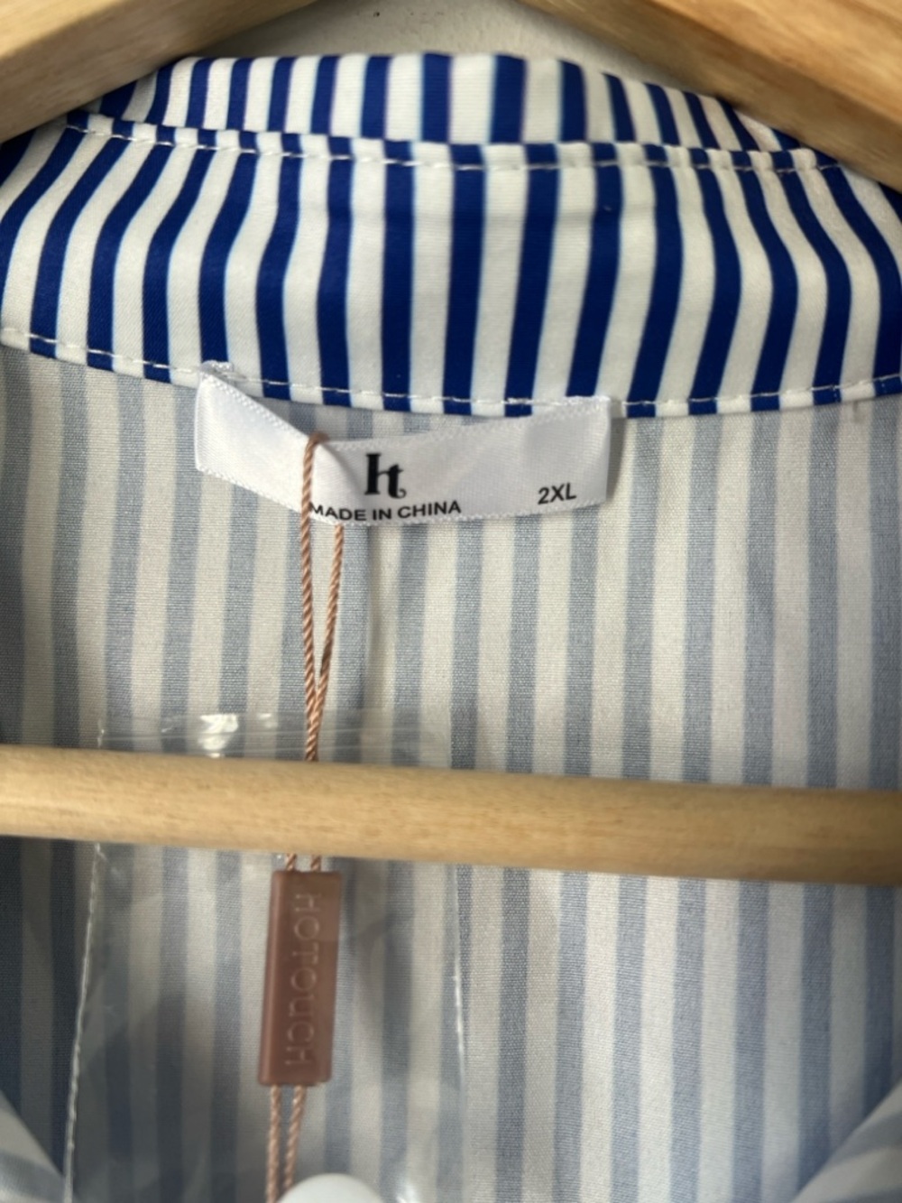 Sleeveless Blue & White Stripe Button-Down Shirt - Picture 2 of 6